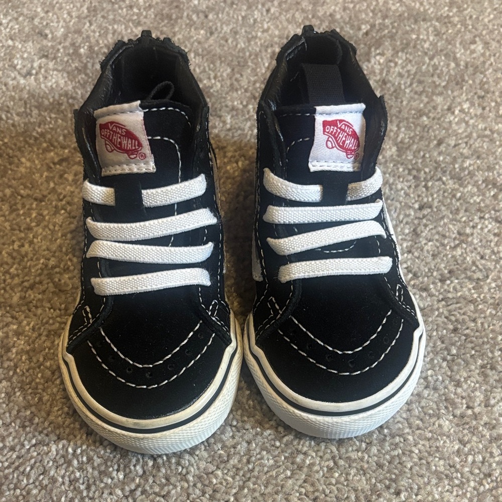 Toddler Vans Black and White High-Top Sneakers